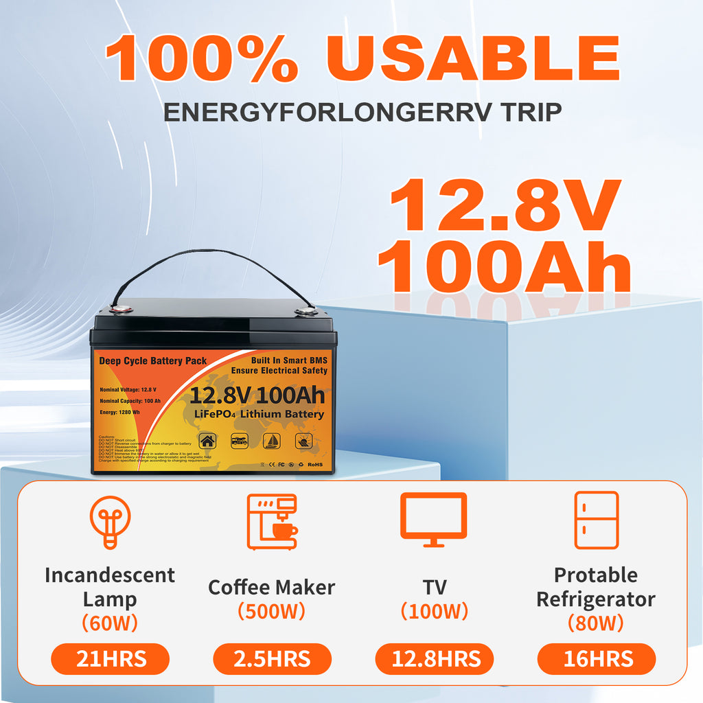 12V 100Ah LiFePO4 Battery Group 31 | 100A BMS 8000 Cycles