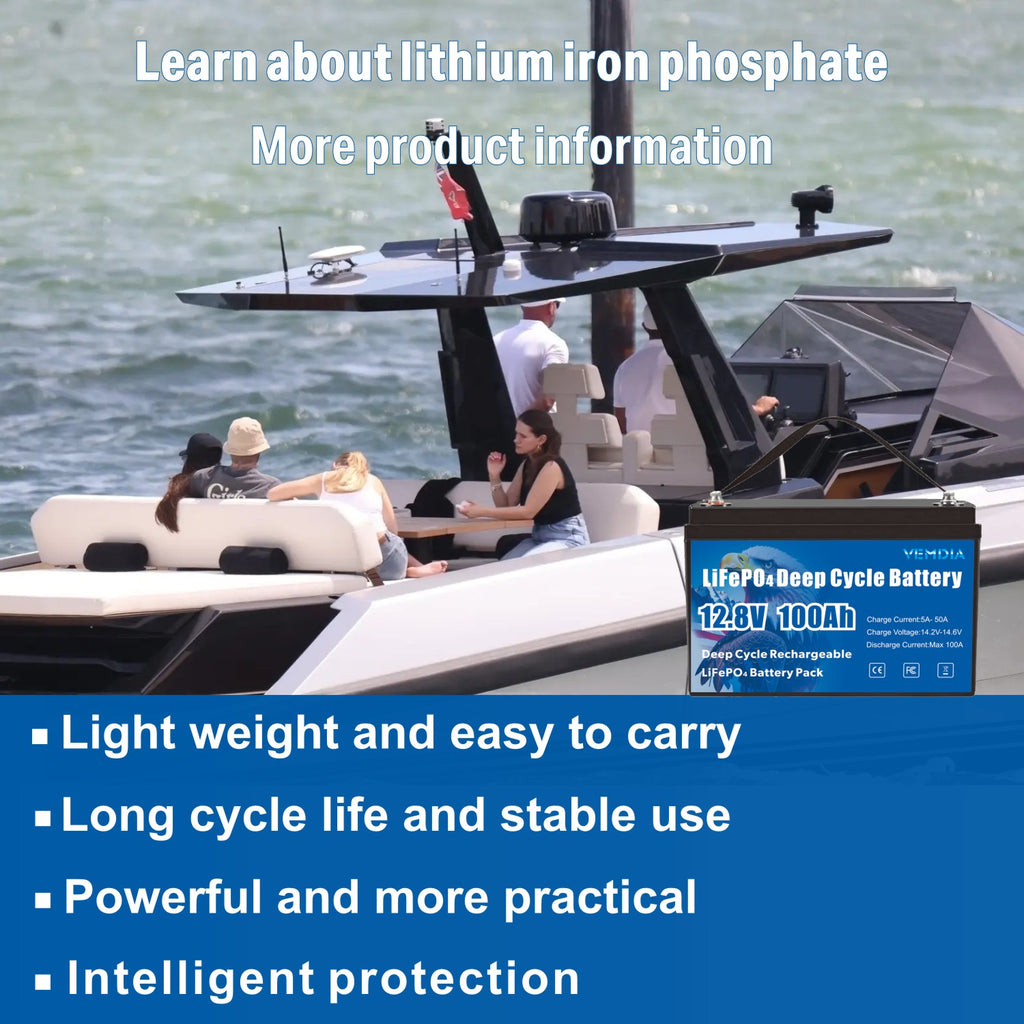 Reliable 12V 100Ah Group 31 LiFePO4 Battery - 8000+ Cycles with 100A BMS Protection