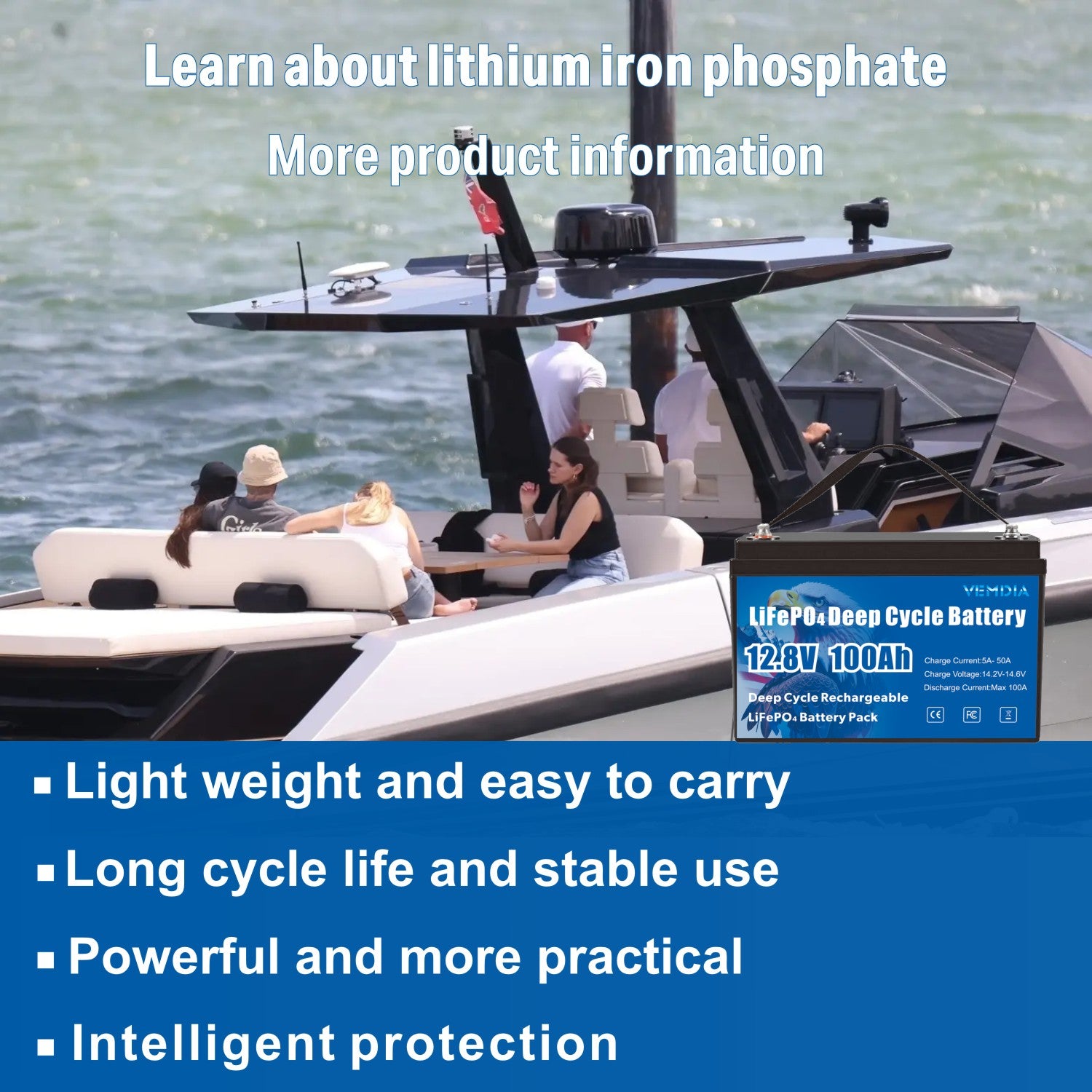 Reliable 12V 100Ah Group 31 LiFePO4 Battery - 8000+ Cycles with 100A BMS Protection