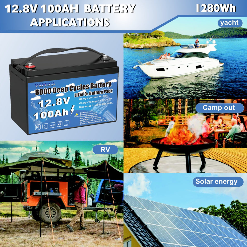 100Ah Lithium Iron Phosphate Battery - 12V Group 31 with Smart BMS for Marine &amp; Off-Grid