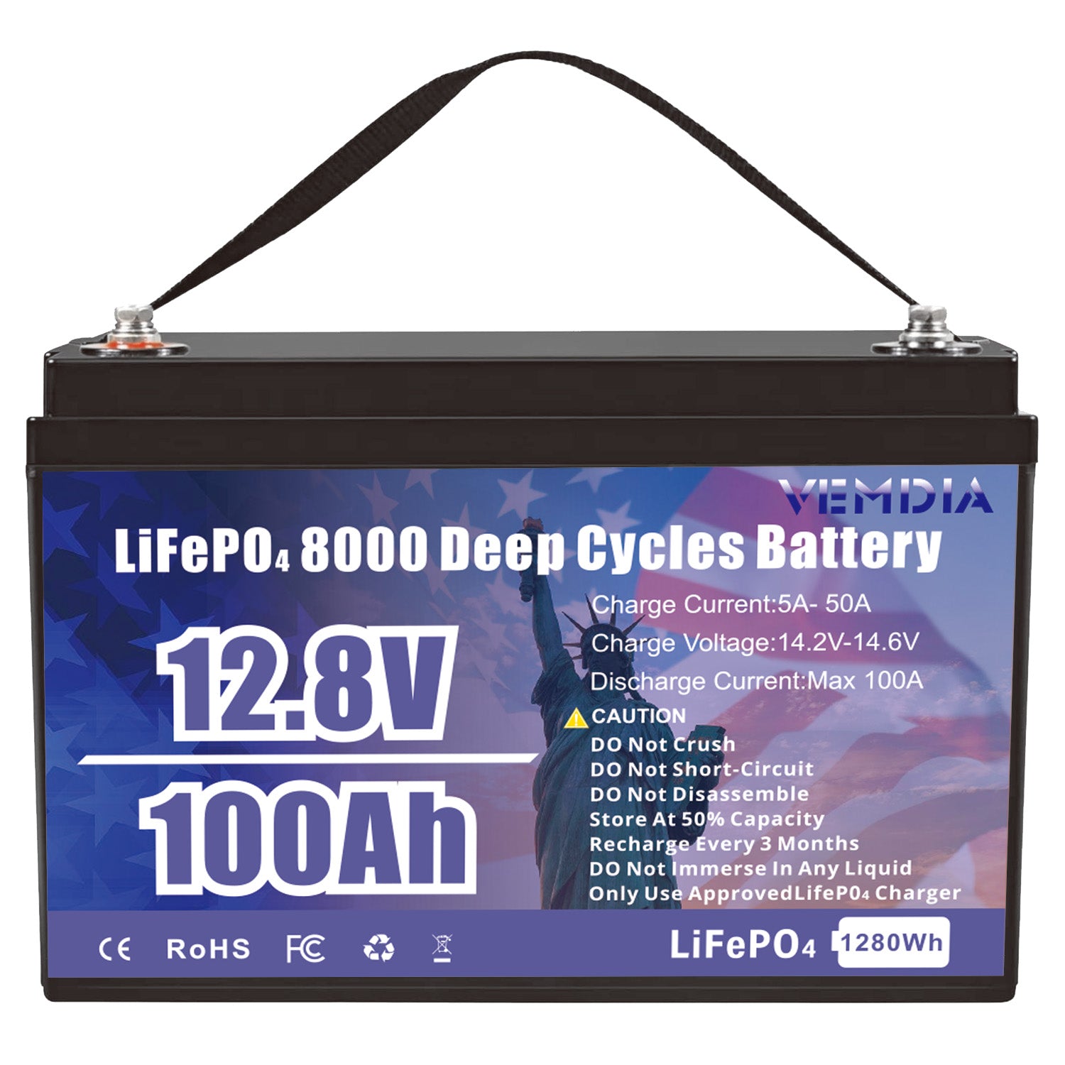 Smart 12V 100Ah LiFePO4 Battery - Group 31 with Intelligent 100A BMS &amp; Bluetooth