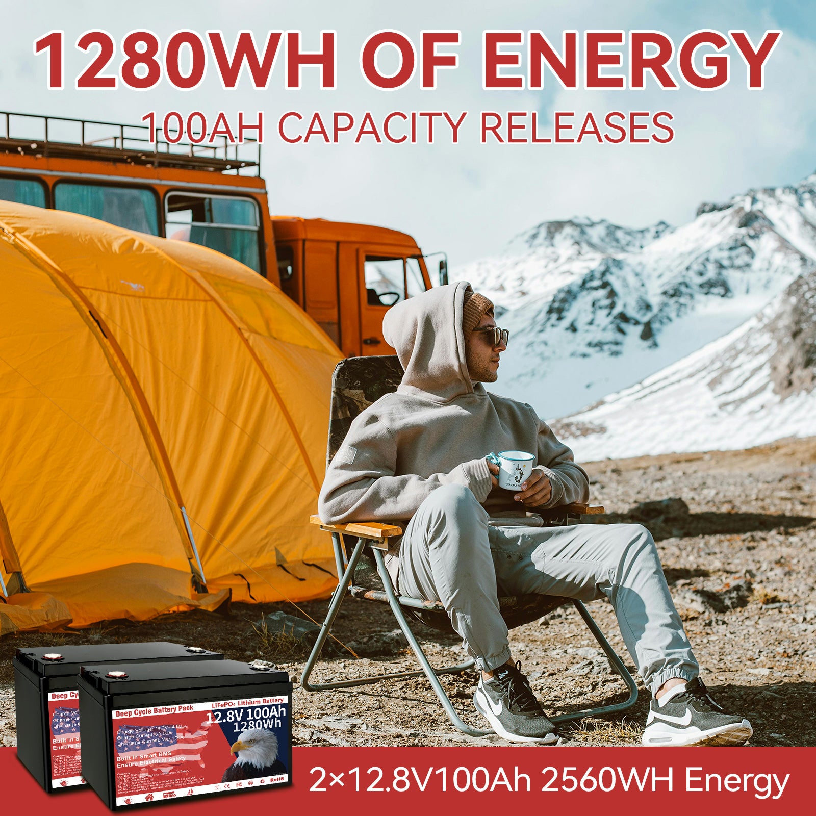 12V 100Ah LiFePO4 Battery - Group 31 Deep Cycle with BMS for Solar, RV &amp; Marine
