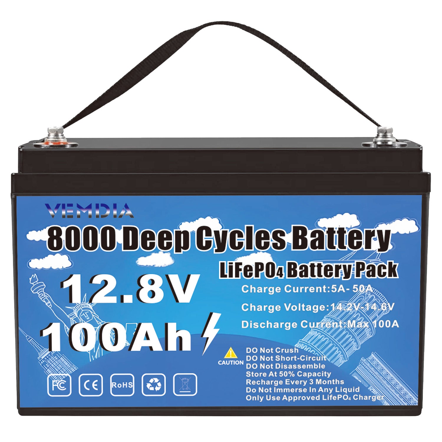 100Ah Lithium Iron Phosphate Battery - 12V Group 31 with Smart BMS for Marine &amp; Off-Grid