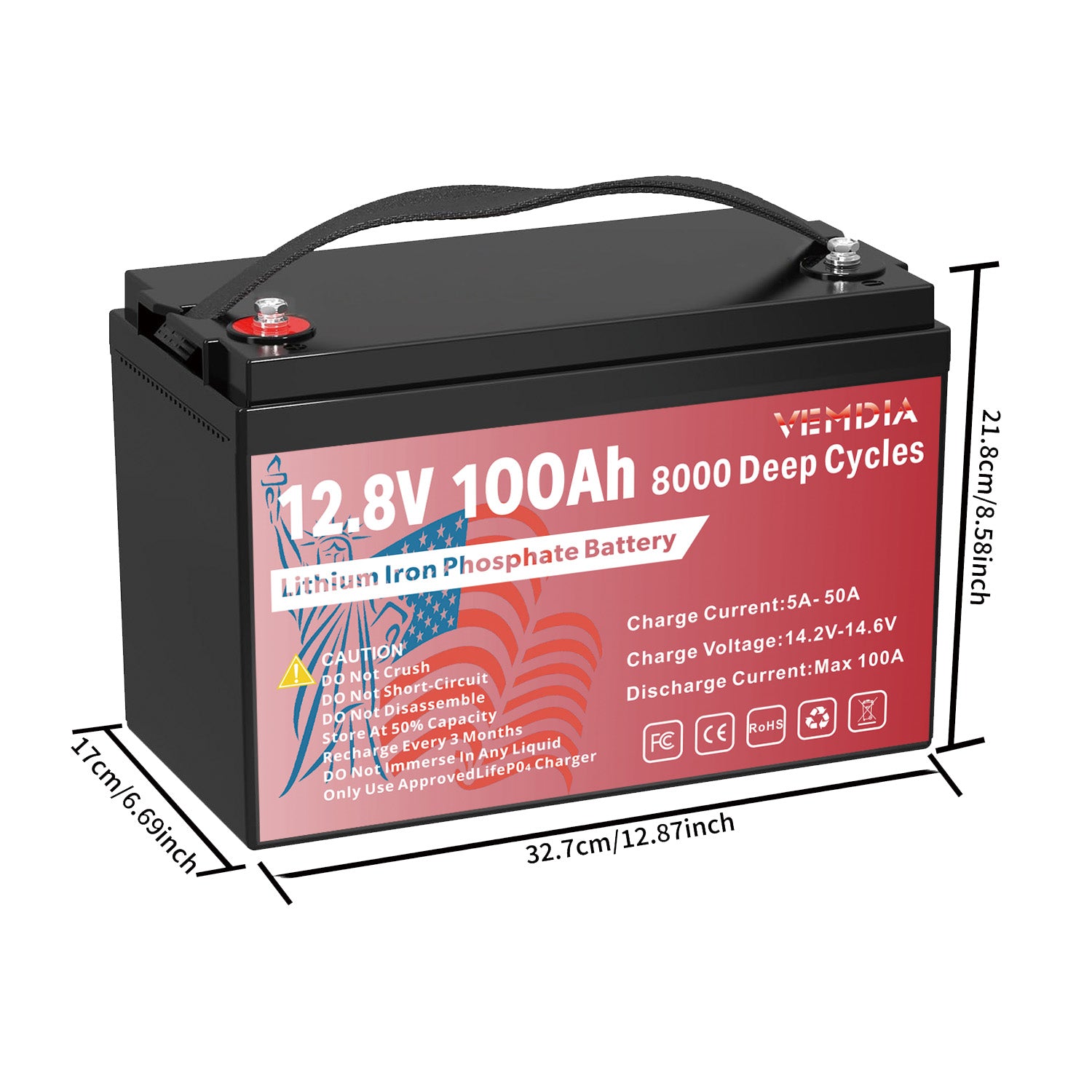 Heavy-Duty 12V 100Ah Group 31 LiFePO4 - Industrial Grade Battery with 100A BMS