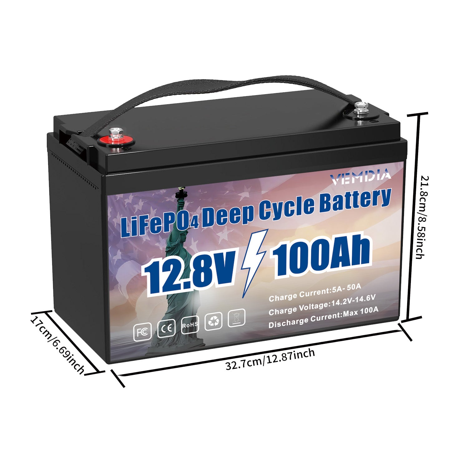 Premium 12V 100Ah Group 31 Battery - LiFePO4 Technology with Waterproof 100A BMS