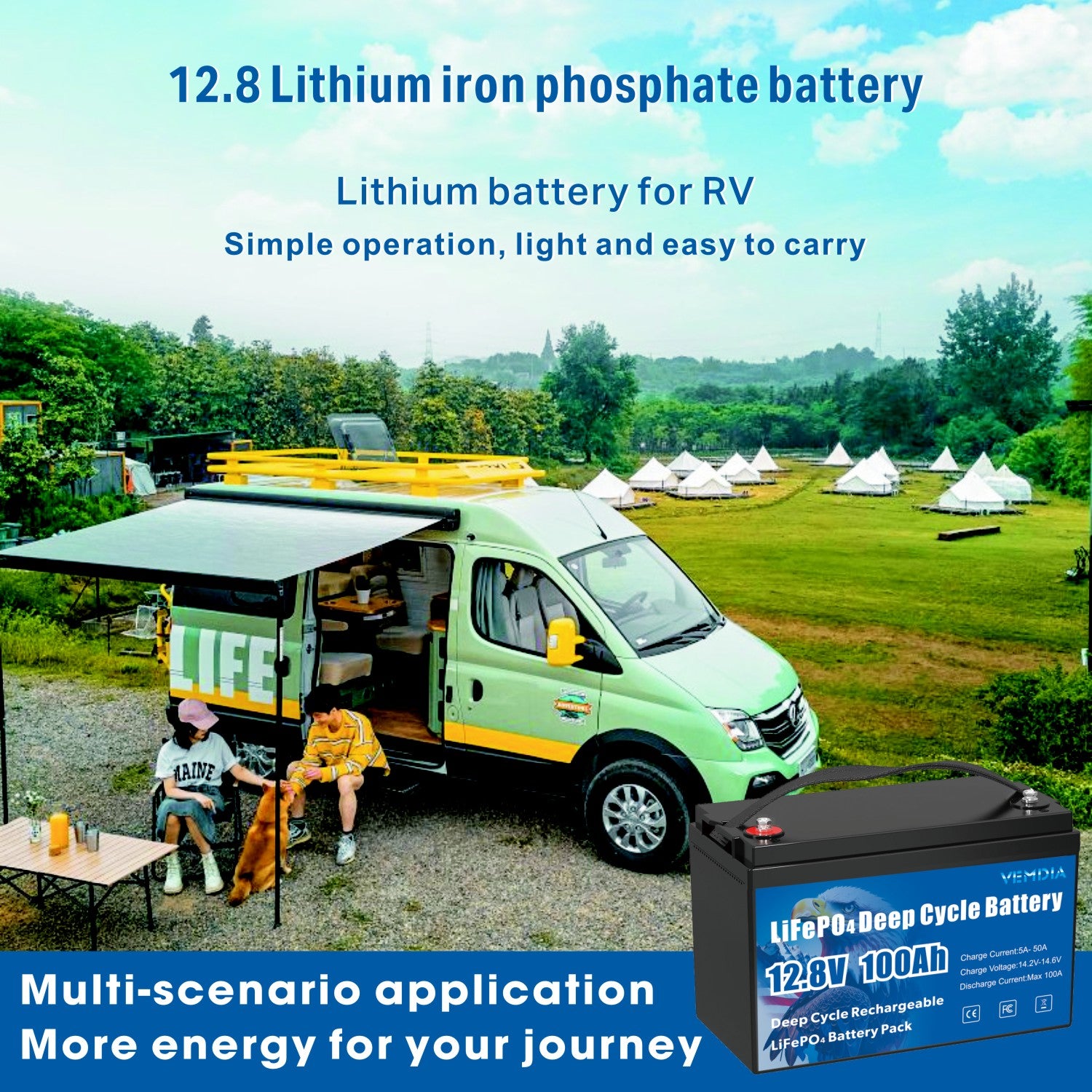 Reliable 12V 100Ah Group 31 LiFePO4 Battery - 8000+ Cycles with 100A BMS Protection