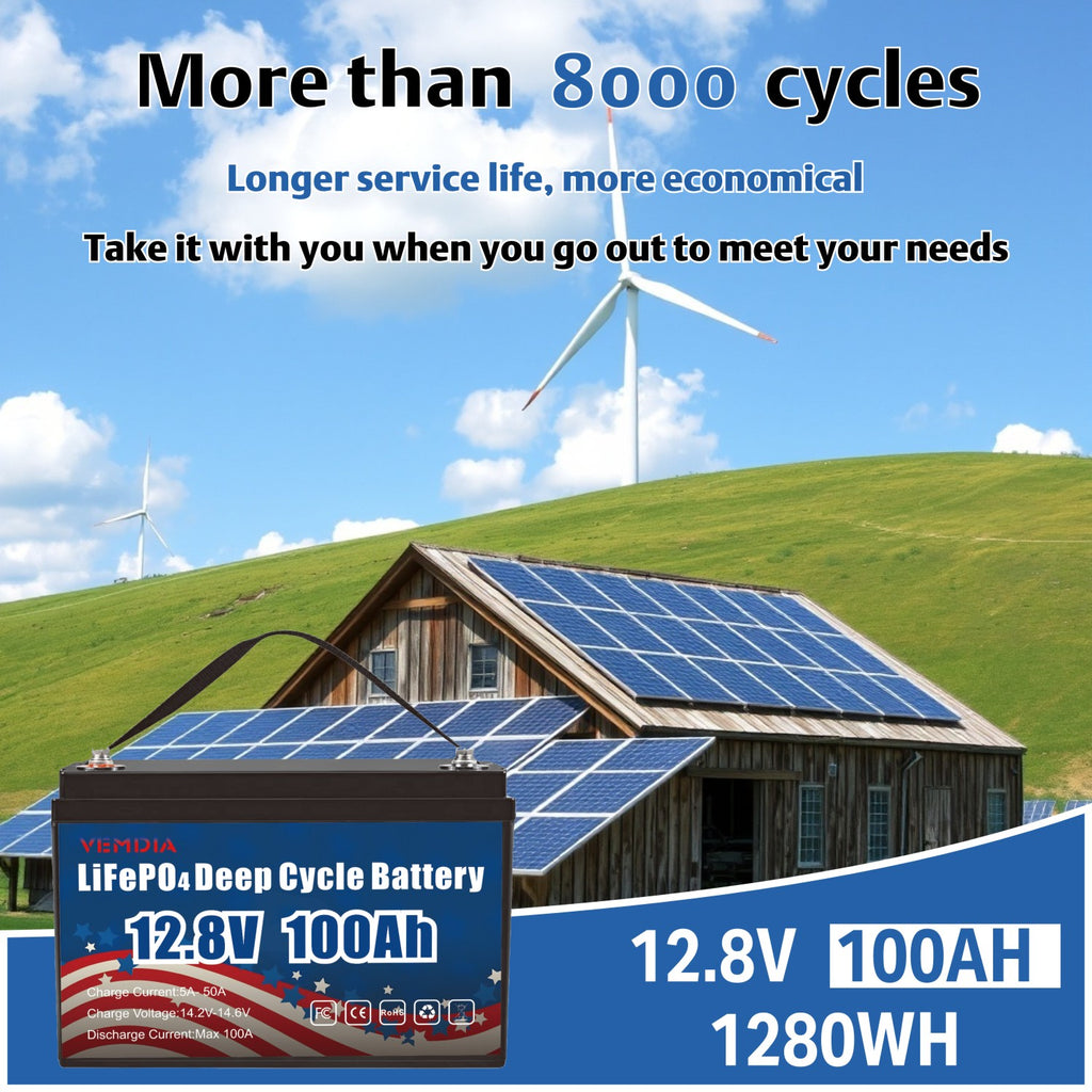 12V 100Ah LiFePO4 Battery - Group 31 Waterproof with 100A BMS for RV &amp; Marine