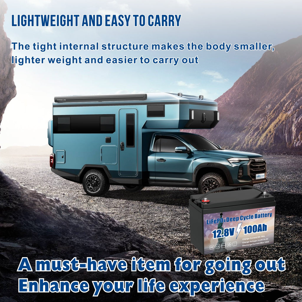 Premium 12V 100Ah Group 31 Battery - LiFePO4 Technology with Waterproof 100A BMS