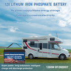12V 100Ah LiFePO4 Battery - Group 31 Waterproof with 100A BMS for RV &amp; Marine