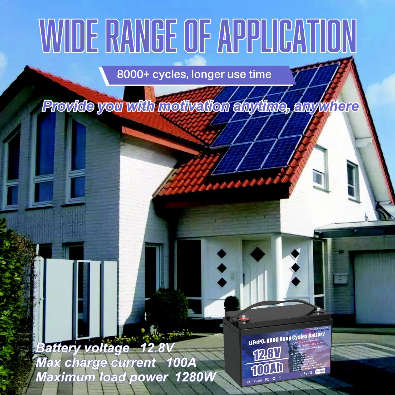 Smart 12V 100Ah LiFePO4 Battery - Group 31 with Intelligent 100A BMS &amp; Bluetooth