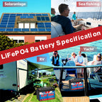 Group 31 LiFePO4 Deep Cycle Battery - 100Ah 12V with 100A BMS &amp; Waterproof Design