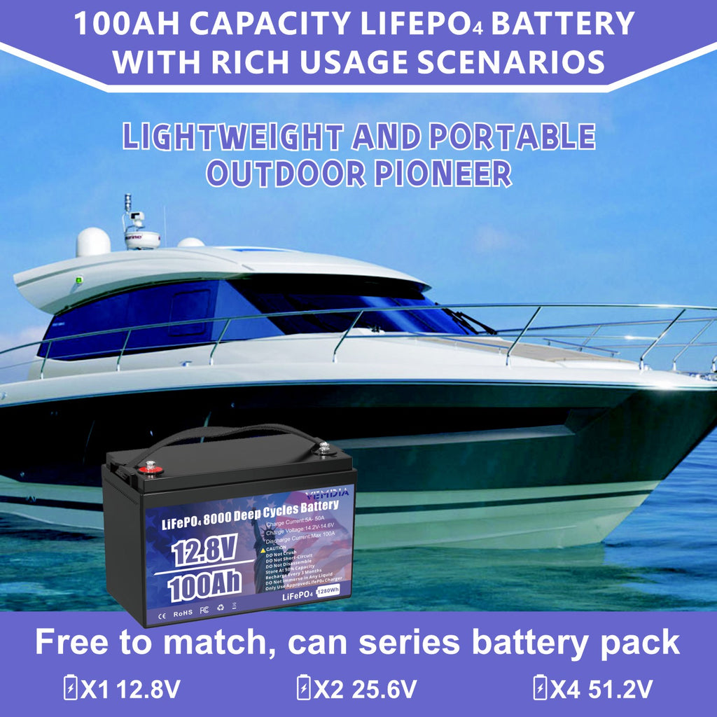 Smart 12V 100Ah LiFePO4 Battery - Group 31 with Intelligent 100A BMS &amp; Bluetooth