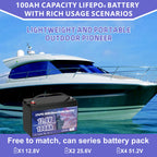 Smart 12V 100Ah LiFePO4 Battery - Group 31 with Intelligent 100A BMS &amp; Bluetooth