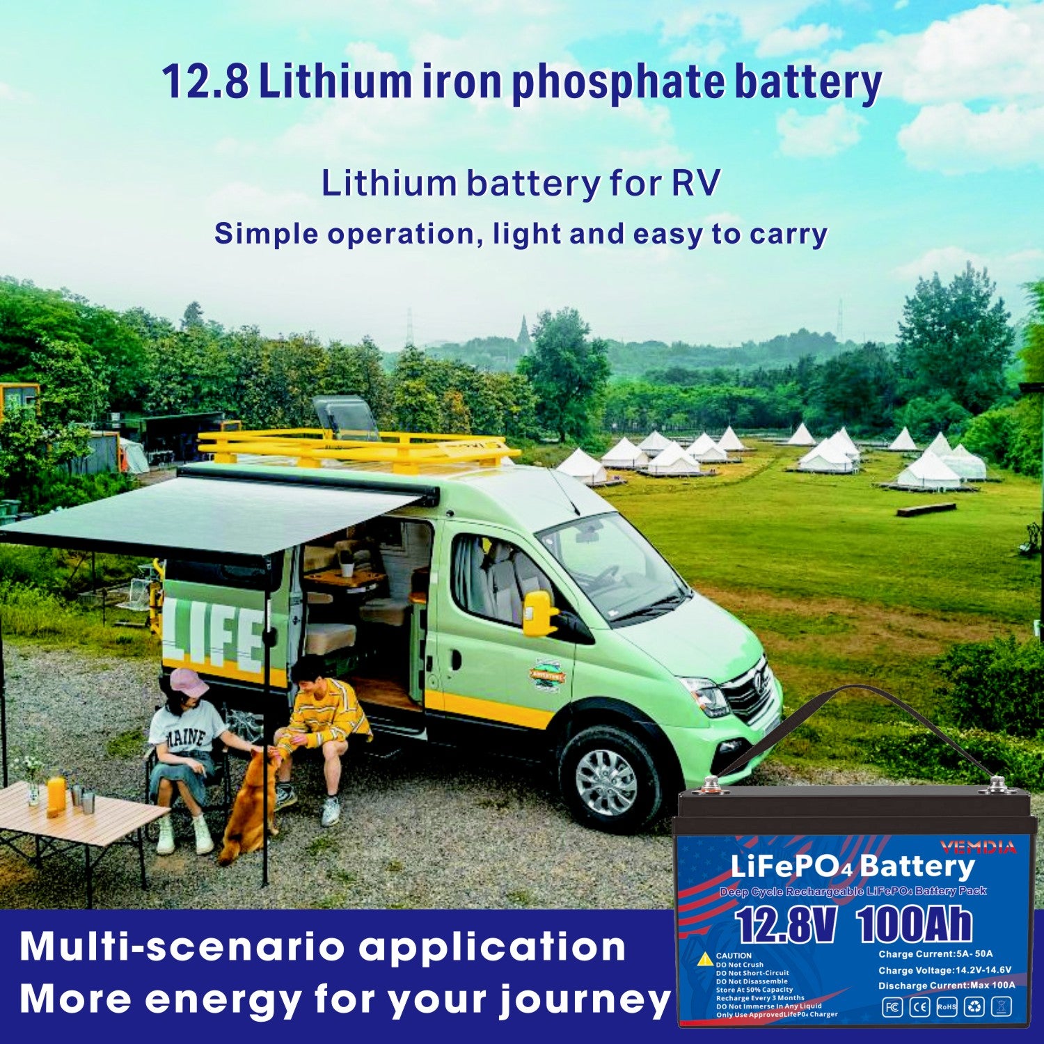 100Ah 12V LiFePO4 Battery Group 31 - Long-Life Lithium with 100A BMS for Solar &amp; RV