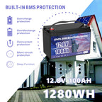 Smart 12V 100Ah LiFePO4 Battery - Group 31 with Intelligent 100A BMS &amp; Bluetooth