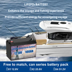 Premium 12V 100Ah Group 31 Battery - LiFePO4 Technology with Waterproof 100A BMS