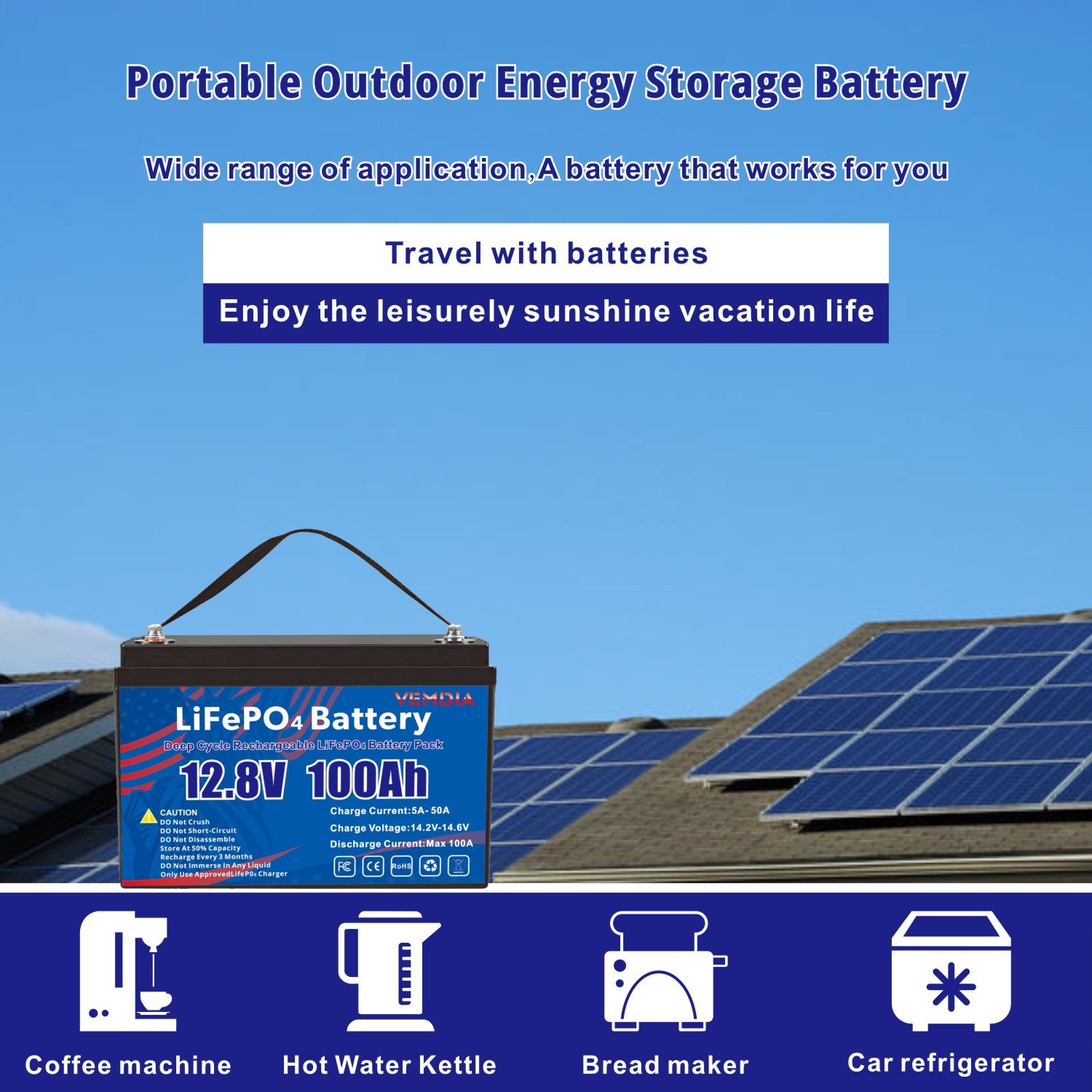 100Ah 12V LiFePO4 Battery Group 31 - Long-Life Lithium with 100A BMS for Solar &amp; RV