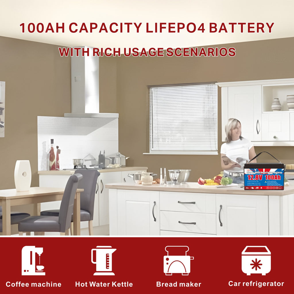 Group 31 LiFePO4 Deep Cycle Battery - 100Ah 12V with 100A BMS &amp; Waterproof Design