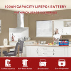 Group 31 LiFePO4 Deep Cycle Battery - 100Ah 12V with 100A BMS &amp; Waterproof Design