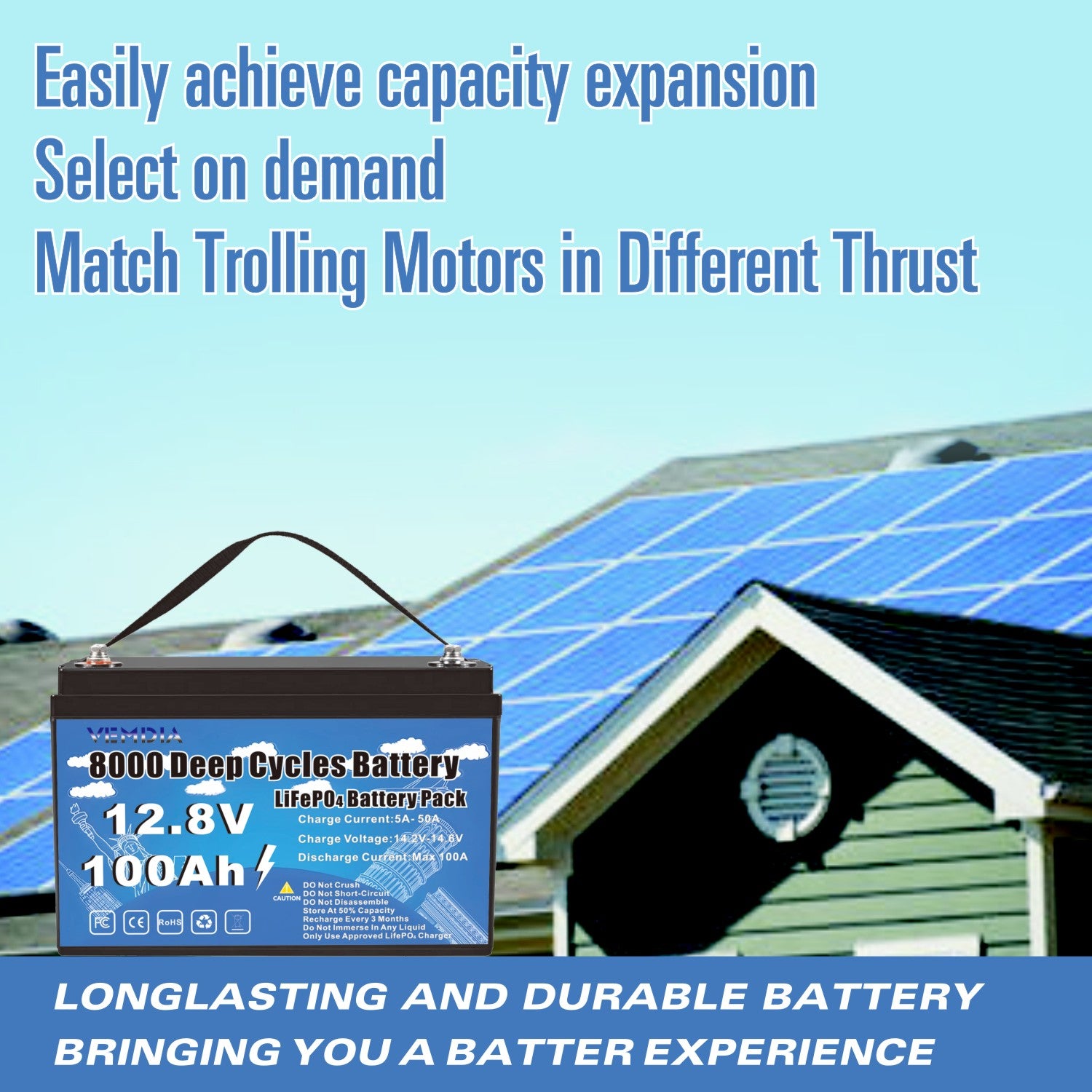 100Ah Lithium Iron Phosphate Battery - 12V Group 31 with Smart BMS for Marine &amp; Off-Grid