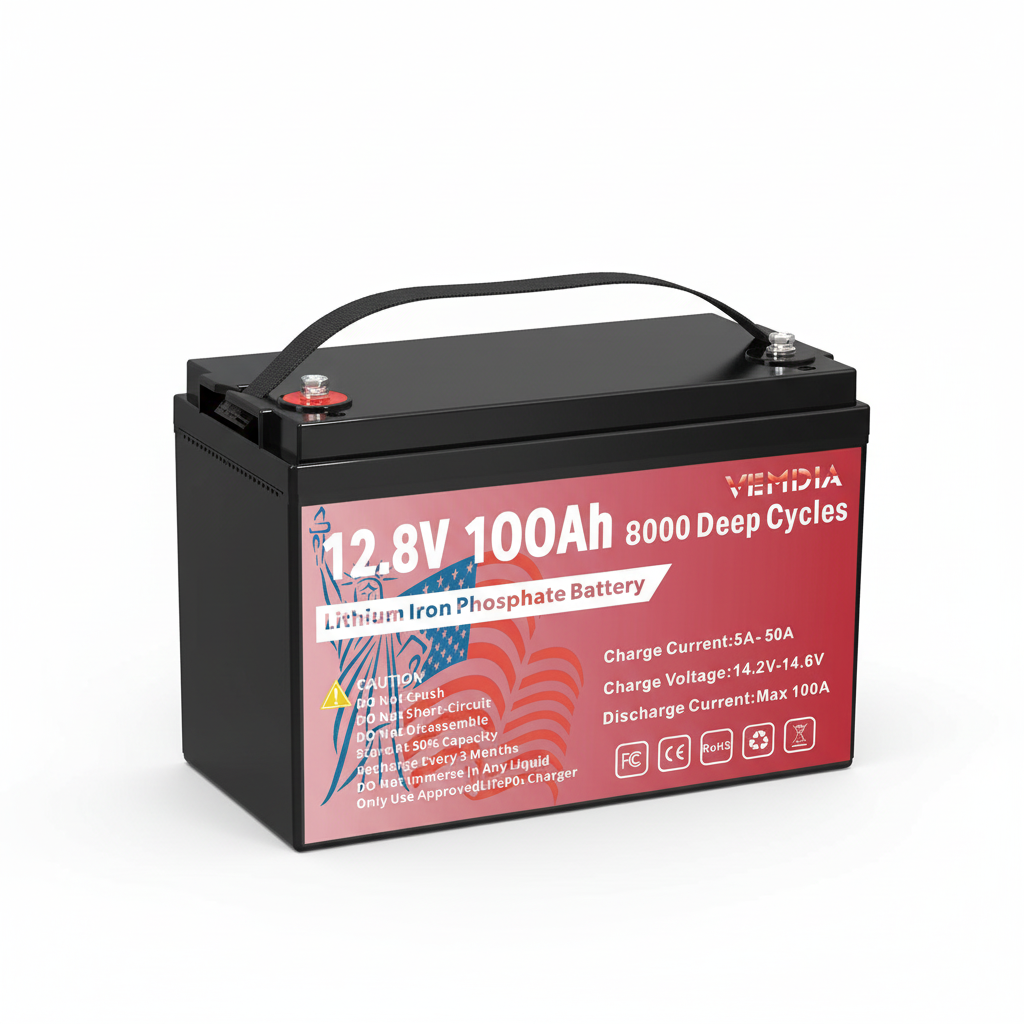 Heavy-Duty Industrial Grade 12V 100Ah Battery - Pure White Background