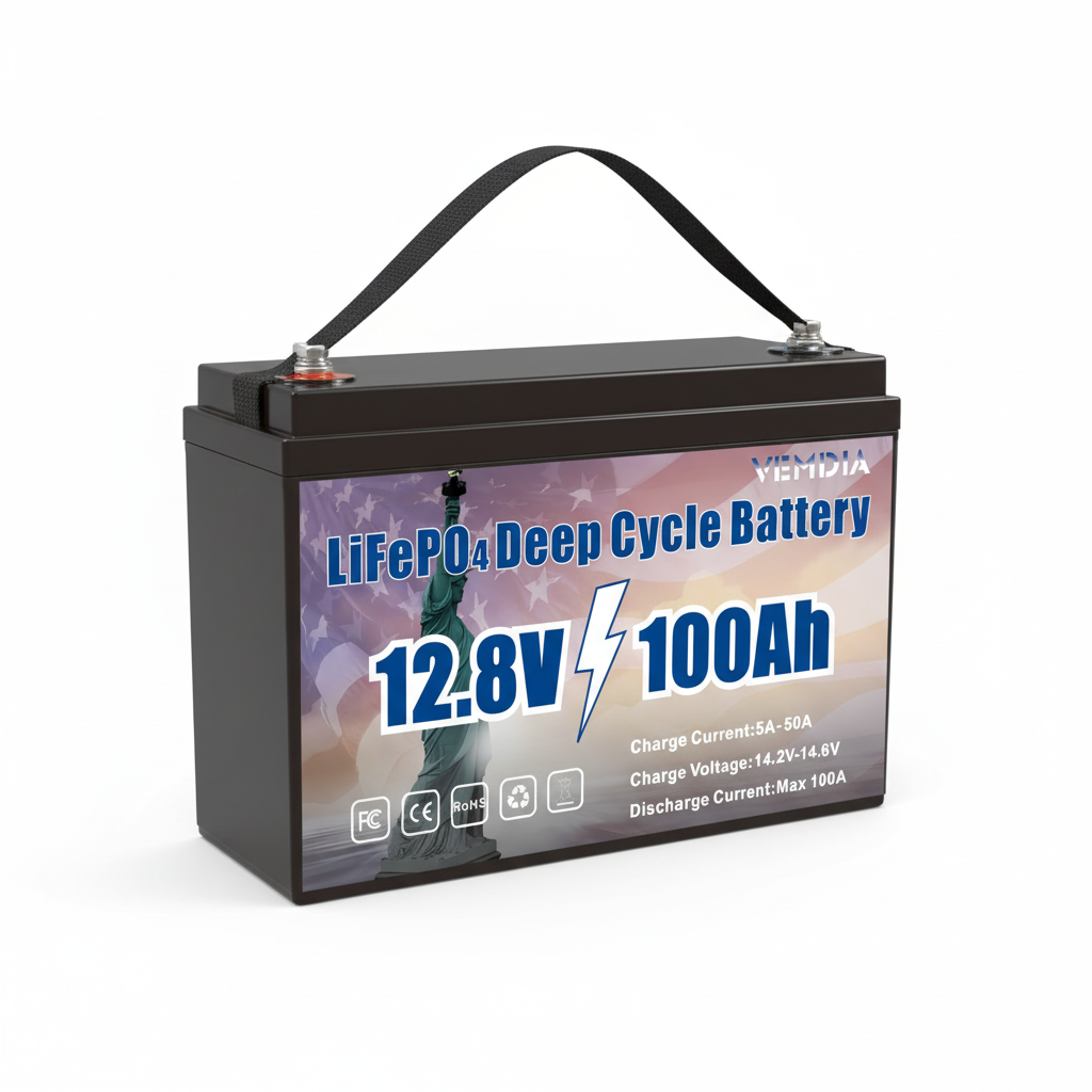 Premium 12V 100Ah Group 31 Battery - Pure White Background
